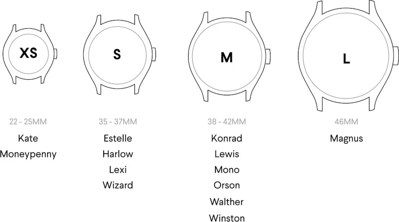 What are the sizes of the watches?